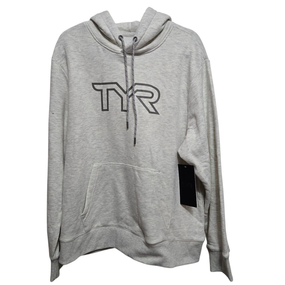 TYR Sweatshirt Size Large Ash Heather Hoodie Pockets Casual Soft NEW